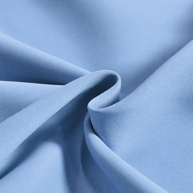 Sky Blue Extra Wide Valance for Windows 100x18 Inch Solid Thermal Insulated Blackout Rod Pocket Kitchen Short Curtain Toppers Extra Wide Valance for Bathroom Living Room, Light Baby Blue