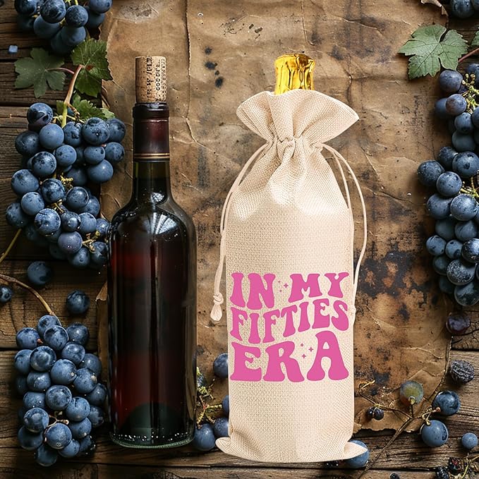 comfit 50th Birthday Wine Bag Gifts for Her,50th Wine Bag With Drawstring,50th Birthday Wine Bag,50th Birthday,Birthday Decorations,Wine Gift Bags