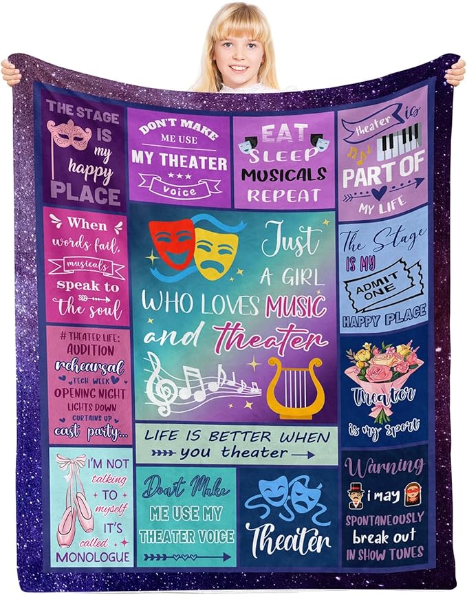Theater Gifts, Theater Gifts for Girls, Theatre Gifts, Gifts for Theater Lovers, Musical Theater Gifts, Broadway Gifts, Theater Blanket for Girls on Birthday Christmas 40x50 in
