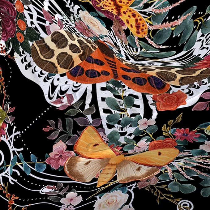 AILONEN Death Moth Shower Curtain,Sun Moon Shower Curtain Set for Kids Girls Boys,Boho Natural Plants Bathroom Decor Shower Curtain with 12 Hooks,48" W*72" H