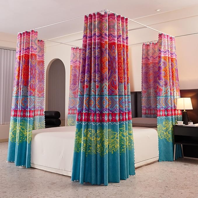 Canopy Bed Curtains 4 Corners Post Bed Canopy Curtains Bed Curtain Canopy for Girls Bedroom Decoration (King/California King)