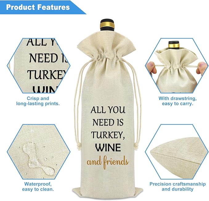 Friendship Themed Wine Bag Gifts for Women Men Best Friend Birthday Gift Christmas Thanksgiving Graduation Gift for Her Him Friends Sister Bestie Divorce Breakup Gift Reusable Wine Bottle Bag Cover