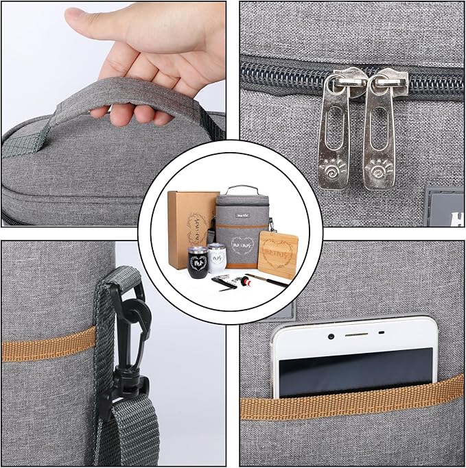 Hap Tim Wedding Gifts for Couples, Bridal Shower Gifts, Engagement Gifts for Newlyweds, Mr and Mrs Gifts - Wine Cooler Bag Insulated Wine Carrier Tote with Tumblers, Bamboo Cheese Borad (13624-G2)