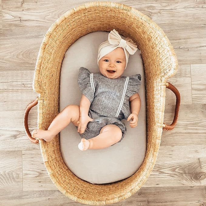 Stretchy Ultra Soft Fitted Bassinet Sheets 2 Pack, Universal Fitted Sheets for Rectangle, Oval, or Hourglass Bassinet Mattresses or Changing Pads, Cute Elephant Baby Sheets for Boy and Girl