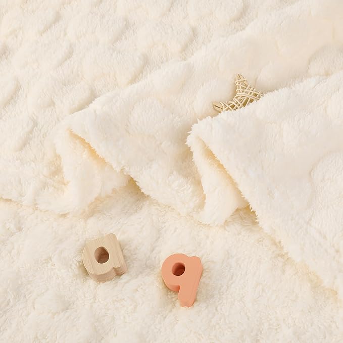 Sherpa Baby Blanket for Girls Toddlers Fleece Fluffy Fuzzy Blanket for Baby,Soft Warm Cozy Fleece Blanket,Receiving Blanket for Infant Newborn (cream, 30 * 40, bow)