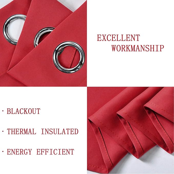 Red Christmas Valance for Kitchen Blackout Grommet Curtain Valance Window Treatment for Living Room Short Straight Drape Valance for Bedroom Kids Room/Basement/Loft 70X18 Inch Long 1 Panel