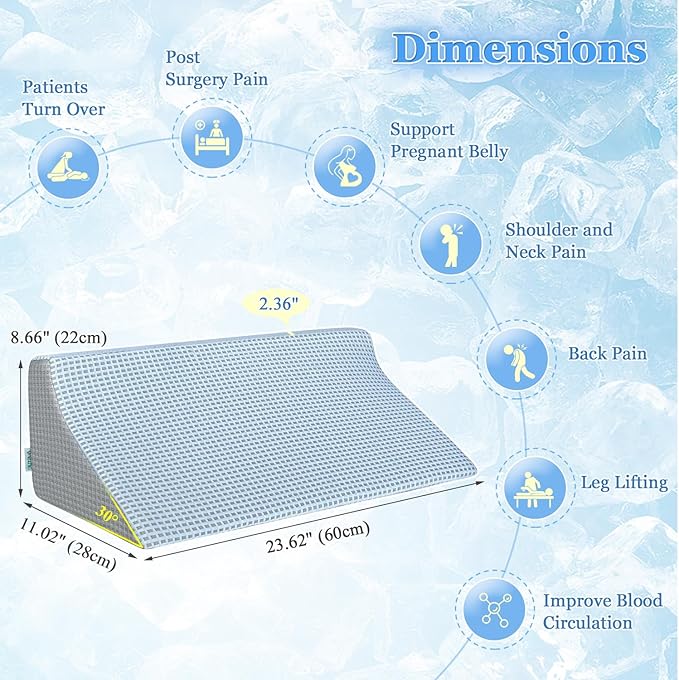 Wedges for Bed Positioning Sleeping Bed Wedge Pillow Foam Bed Sores Medical Pillows Side Sleepers Incline Cushion Post Surgery Elderly Pregnancy Back Leg Support Body Positioners Cooling Wedge