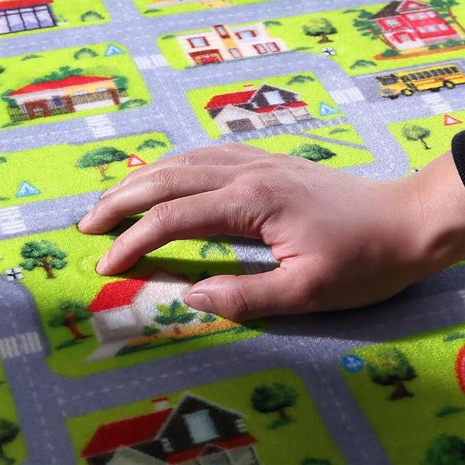 Kids Playmat City Life Carpet Playmat 3x5 Ft Town City Road Map Car Mat Play Mat Educational Learning Carpet Area Rug Soft Non Slip Area Rug Kids Girls Toddler Children Bedroom Nursery Room,Grey