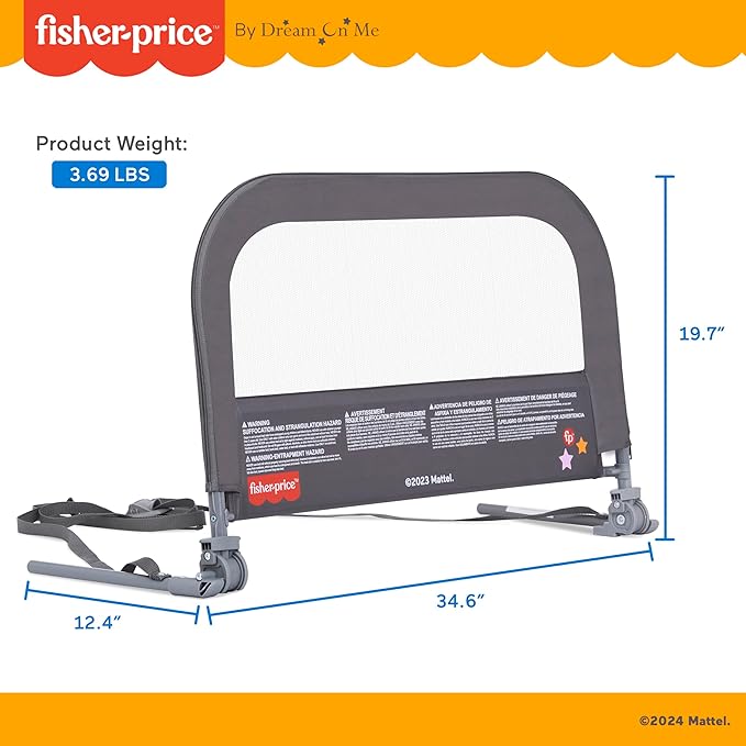 Fisher-Price Little Naps Bed Rail in Grey by Dream On Me