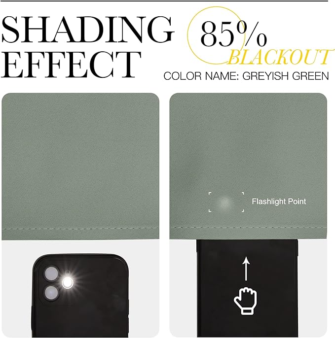 NICETOWN Window Curtain Panels, Thermal Insulated Solid Grommet Blackout Draperies/Drapes for Basement (Greyish Green, 1 Pair, 34 by 84-inch)