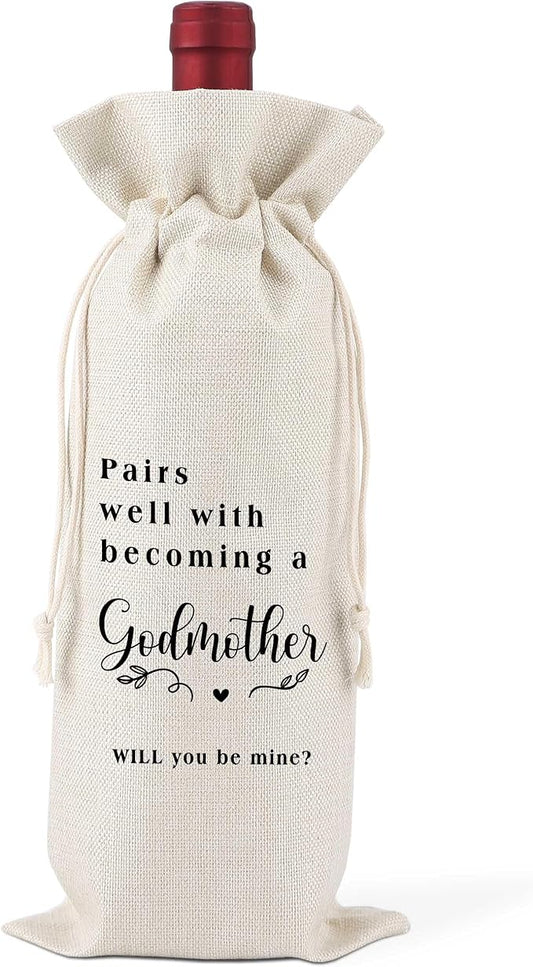 Pairs Well With Becoming A Godmother,Gender Neutral Pregnancy Announcement,Baby Announcement,Baby Announcements Ideas,Aunt for New Baby Announcement,Reusable Wine Bags With Drawstring,L32