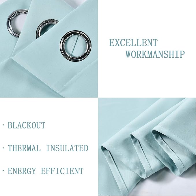 Aqua Valances for Kitchen Windows - Room Darkening Valances for Window with Grommet 100 by 18 Inch,1 Panels 100W x18 L