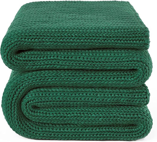 Knitted Weighted Blanket(Green 50"x75" 12lbs),Home Décor Cooling Throw Blanket for Hot Sleepers,Hand Made Chunky Knit Heavy Blanket for Adults Use on Full Size Bed