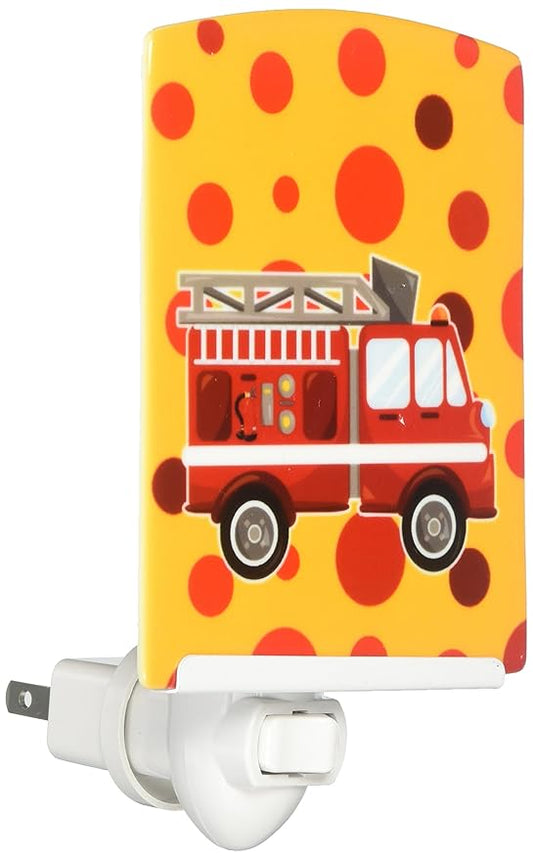 Caroline's Treasures BB6998CNL Fireman's Firetruck Ceramic Night Light Compact, UL-Certified, Ideal for Bedroom, Bathroom, Nursery, Hallway, Kitchen, 6x4x3, Multicolor