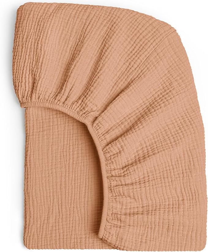 Lulumoon Muslin Mini Crib Sheets - Pack n Play Sheets Fitted for Baby - 24"x 38" Brown