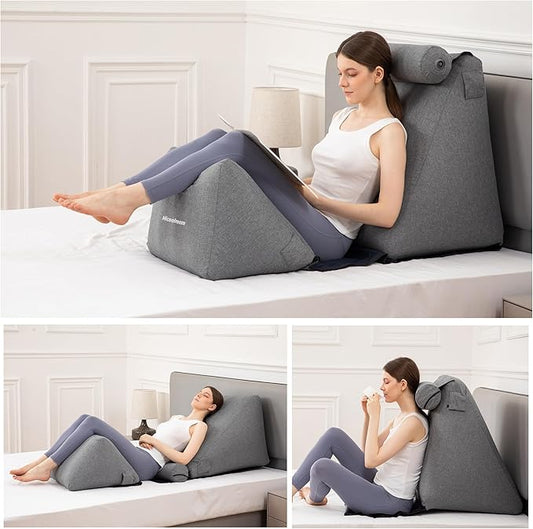 inflatable Orthopedic Bed Wedge Pillow for Sleeping,Back Neck Leg Pain Relief Post Surgery, Heartburn,Acid Reflux & GERD Reading Pillow for Post Surgery,Support Pillows-Anti Snoring,Sleep apnea