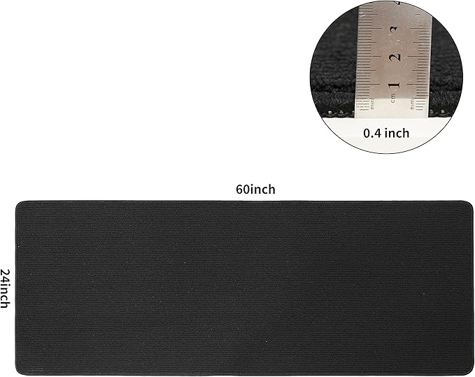 COSY HOMEER 24X60 Inch Kitchen Rug Mats Made of 100% Polypropylene Strip TPR Backing Soft Kitchen Mat Specialized in Anti Slippery and Machine Washable,for Kitchen, Floor,Black