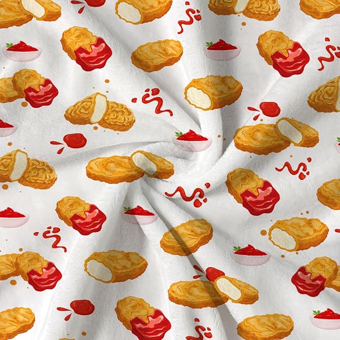 Funny Food Chicken Nugget Throw Blanket, Flannel Lightweight Plush Blanket Gift for Girl Boys,Quilt Ultra-soft Throw Fuzzy Blankets for bed Couch Sofa 50"x40" for Kids