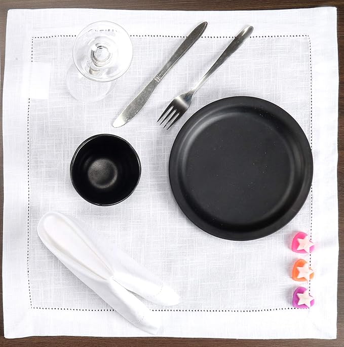 White Napkins Cloth,White Hemstitched Napkins,Cloth Napkins, Cotton Napkins,Dinner Napkins Cloth,Dinner Napkins,Napkin Cloth Washable,Cloth Napkins Set of 6,Hemstitched Napkins 18x18 White