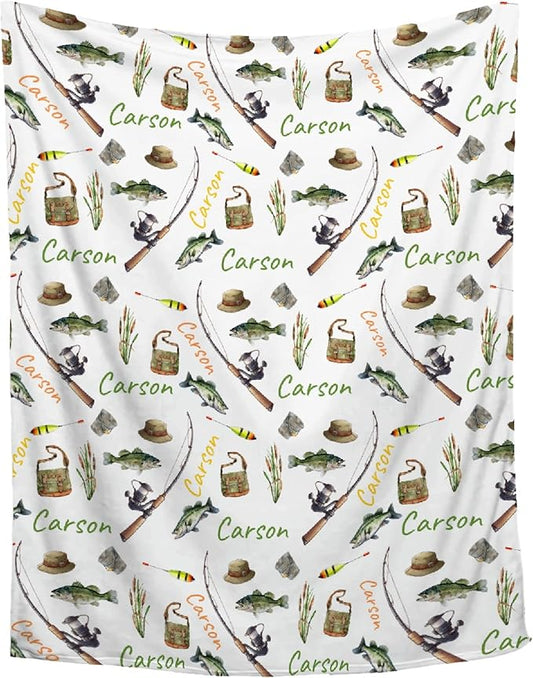 Custom Fishing Blankets and Throws,Fishing Gifts, Gifts for Fisherman,Custom Fish Blankets Fishing Gift for Man, Fish Hunter Gifts Throw Blanket, Fathers Day Fishing Gifts for Men,Queen Size-60"x80"