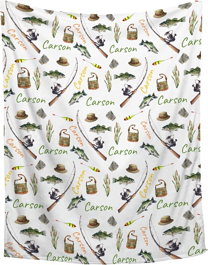 Custom Fishing Blankets and Throws,Fishing Gifts, Gifts for Fisherman,Custom Fish Blankets Fishing Gift for Man, Fish Hunter Gifts Throw Blanket, Fathers Day Fishing Gifts for Men,Baby Size-30"x40"