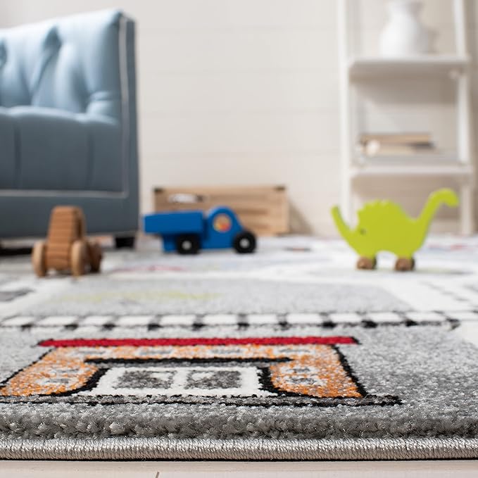 SAFAVIEH Carousel Kids Collection Accent Rug - 2' x 3', Grey & Ivory, Non-Shedding & Easy Care, Ideal for High Traffic Areas for Boys & Girls in Playroom, Nursery, Bedroom (CRK192F)