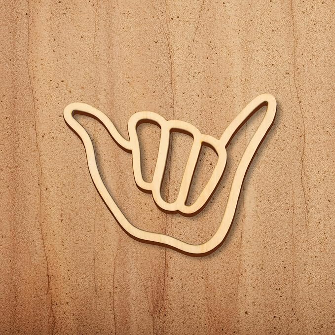 Wooden Wall Sign Hang Loose Sign Surfer Hand Sign Hand shape Wall Decor for Home Living Room Kitchen Bathroom