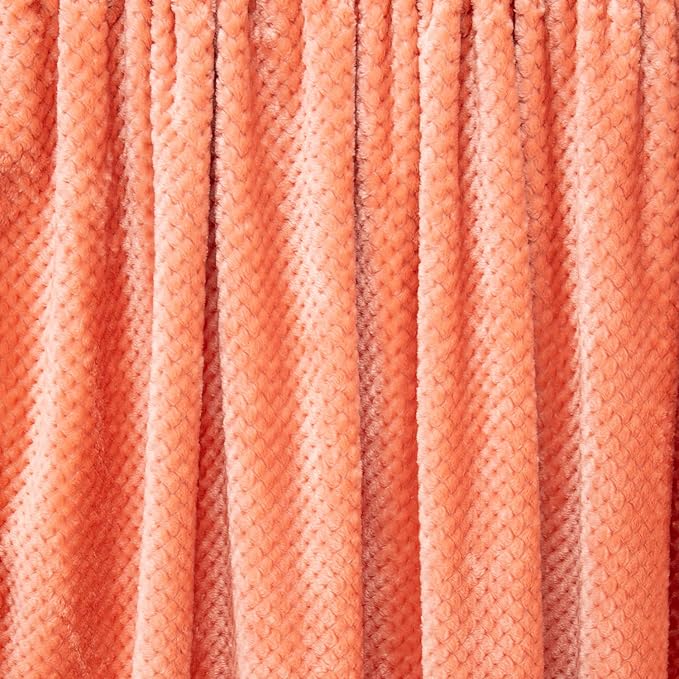 Fuzzy Throw Blanket, Plush Fleece Blankets for Adults, Toddler, Boys and Girls, Warm Soft Blankets and Throws for Bed, Couch, Sofa, Travel and Outdoor, Camping (Throw(50"x70"), L-Grapefruit)