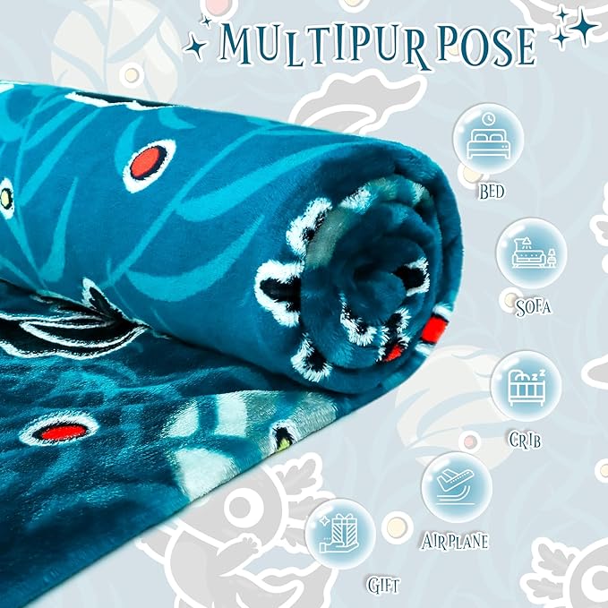 BORORO Black Axolotl Gifts Glow in The Dark Blanket Cute Axolotl Blanket for Boys Girls