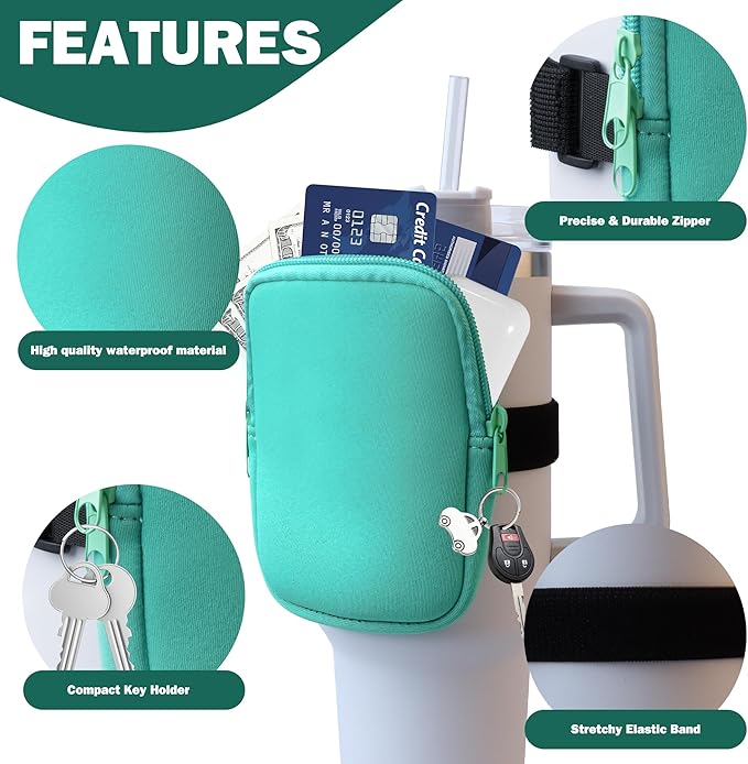 Water Bottle Pouch for Stanley 40 oz Tumbler with Handle - Gym Accessories for Women, Cup Belt Bag Compatible with Stanley/Simple Modern Tumbler Accessories