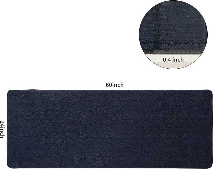 COSY HOMEER 24X60 Inch Kitchen Rug Mats Made of 100% Polypropylene Strip TPR Backing Soft Kitchen Mat Specialized in Anti Slippery and Machine Washable,for Kitchen, Floor Home,Office,Sink,Laundry,Navy