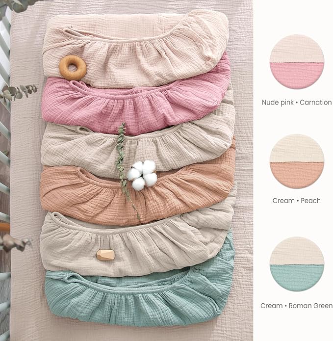 Lulu moon Muslin Crib Sheets - Fitted Crib Mattress Sheets for Boys and Girl - 28"x 52", 2 Pack