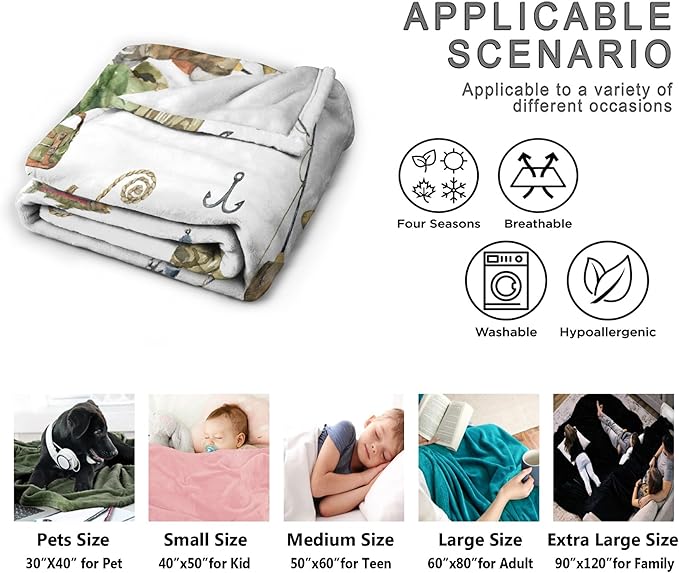 Custom Fishing Blankets and Throws,Fishing Gifts, Gifts for Fisherman,Custom Fish Blankets Fishing Gift for Man, Fish Hunter Gifts Throw Blanket, Fathers Day Fishing Gifts for Men,Queen Size-60"x80"