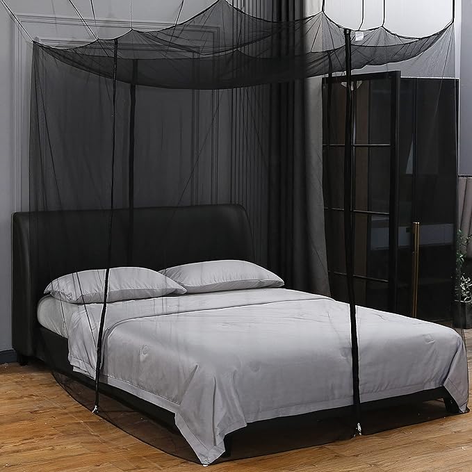Mengersi Mosquito Net for Bed Canopy with Zipper,Canopy Bed Curtains Twin,Twin XL Bed,Mosquito Netting for Patio,Camping,Bug Net for Camping,Black