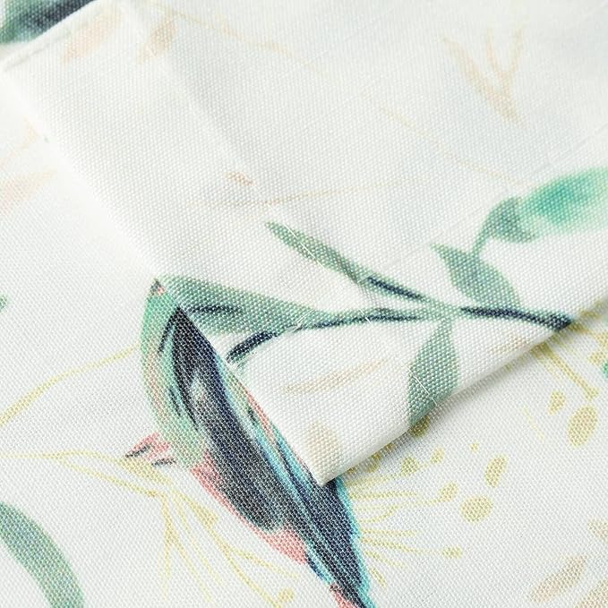 Leeva Green Bird Small Window Curtain Panels, 36 Inch Length Sets Bird and Floral Pattern Design Short Small Curtains for Kitchen Office Cafe Studio, 2 Panels, Rod Pocket