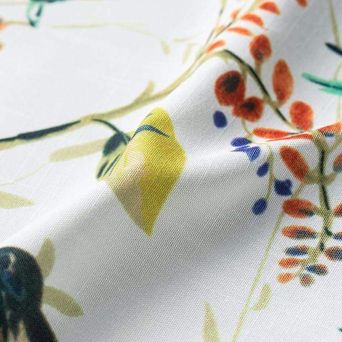 Leeva Bird Printed Small Window Curtain Panels, 30 Inch Length Sets Bird and Floral Pattern Design Short Small Curtains for Kitchen Office Cafe Studio, 2 Panels