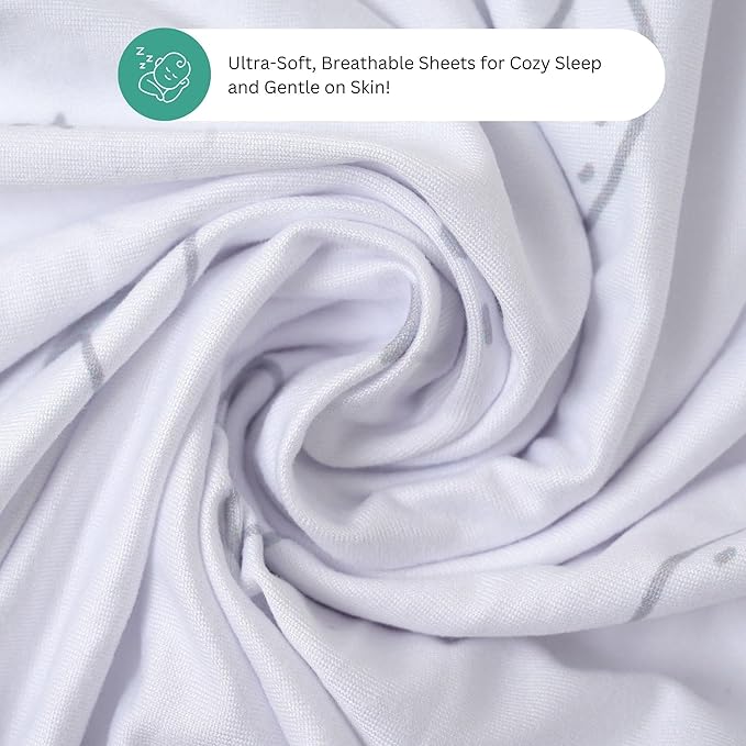 Bassinet Sheets for Dream On Me Karley, Plus, Lacy, Small Regalo Basics, Baby Delight Slumber, Snuggle Nest, Graco Carry Cot, 3 Pack, 16 x 32, Ultra Soft, Unisex Boys Girls, Gray (Moon, Stars, Clouds)