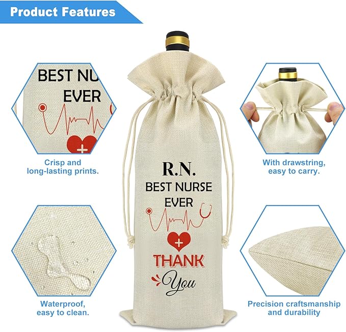 Nurse Gifts for Women Men Best Nurse Ever Wine Bag Nurse Thank You Gifts Nurses Week Gifts Nurse Appreciation Gifts RN Gifts for Nurses Christmas Thanksgiving Birthday Gifts for Nurse Practitioner