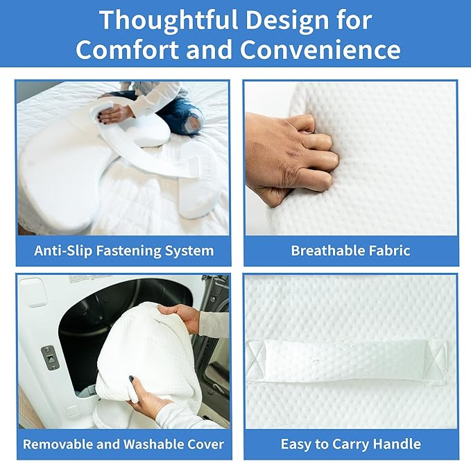 Bedsore Positioning Pillow for Bedsore Prevention and Faster Recovery - Heat Regulating Bedsore Cushion for Butt Lifting and Easy Positioning - New Anti-Slip Design with Non-Skid Removable Cover