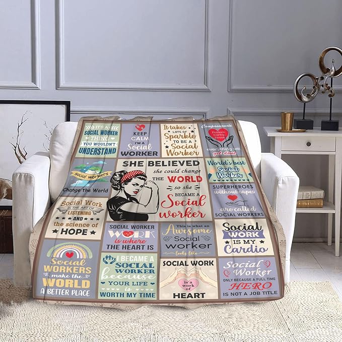 Social Worker Gifts for Women, Social Worker Gifts, Social Worker Office Decor, Social Work Gifts, School Social Workers Graduation Gift, Social Worker Blanket 50x60 in
