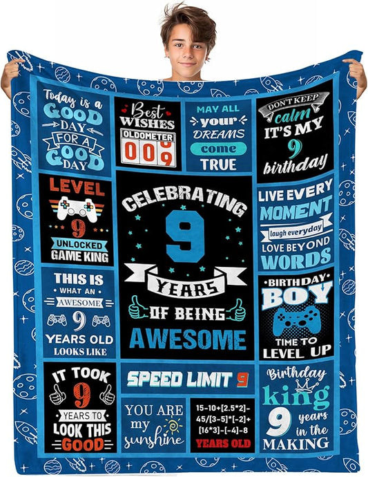 9 Year Old Boy Gifts Birthday Gifts for 9 Year Old Boys, Kids Blanket 50 x 60 Inches Warm Flannel Throw Blankets for Boys 9 Year Old Boy Birthday Gifts Ideas