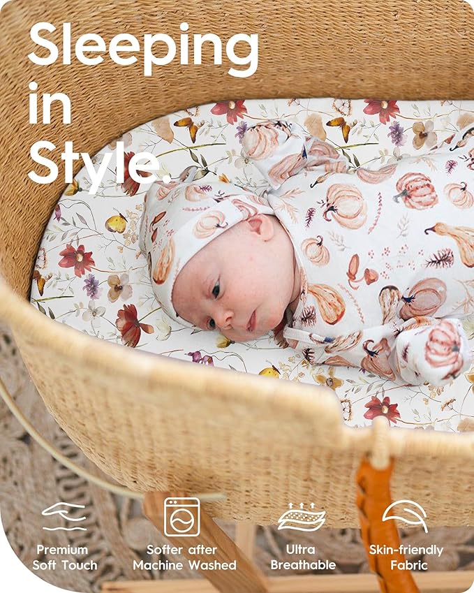 Bassinet Sheets for Baby Boy Girl, TotBasic Buttery Soft Universal Bassinet Fitted Sheet, Compatible with Halo, Mika Micky, Baby Delight, Dream On Me, Maxi COSI & More Bassinet Mattress