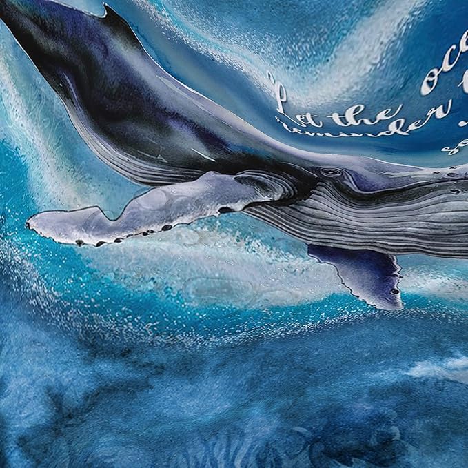 AILONEN 3D Whale Shower Curtain,Cute Whale Jumping Shower Curtain for Bathroom,3D Blue Ocean Animal Waterproof Fabric Shower Curtain Set with Hooks,36" W*72" H