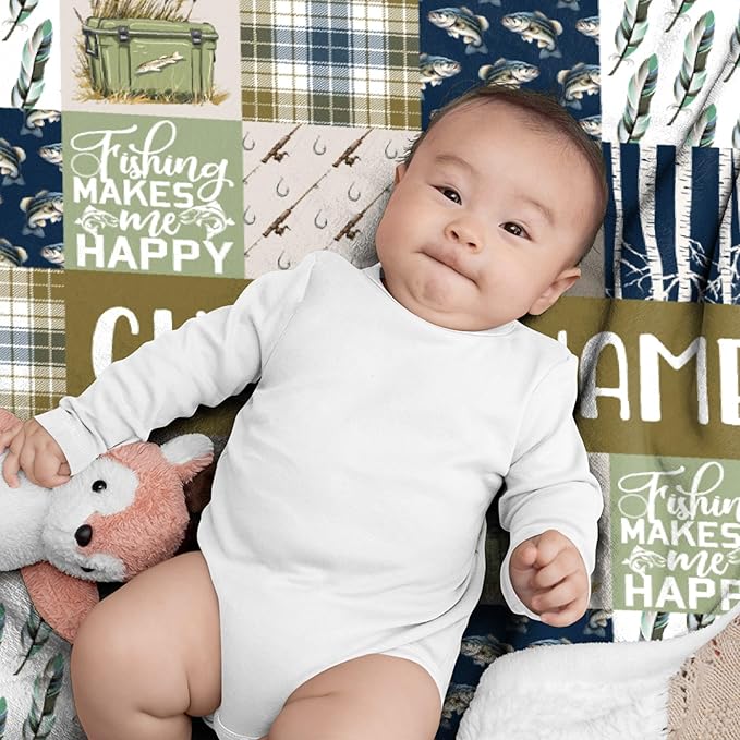 Custom Fishing Blankets and Throws,Fishing Gifts, Gifts for Fisherman,Custom Fish Blankets Fishing Gift for Man, Fish Hunter Gifts Throw Blanket, Fathers Day Fishing Gifts for Men,Teens Size-50"x60"