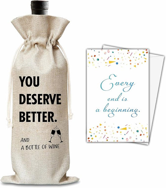 Xanev Divorce Gifts For Woman Man, Divorce Wine Gift Bag, You Deserve Better Wine Bag, Breakup Divorced Farewell Gift For Friend Sister Family, New Beginning Gift, Party Decorations Supplies, B46