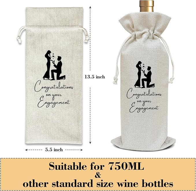 Engagement Wine Bag Engagement Gifts for Couples, Gifts for Newly Engaged Couples Wedding Gift for Bride-to-be Groom-to-be Honeymoon Gifts Bridal Shower Party Favor /17
