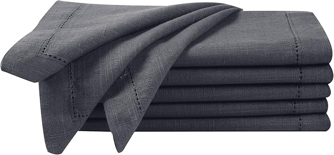 Cloth Napkins,Cotton Napkins,Dinner Napkins Cloth, Cloth Napkins Set of 6,Napkin Cloth,Fabric Napkins, Cloth Dinner Napkins,Cloth Napkins Washable,Hemstitched Napkins, 18x18" Grey Charcoal