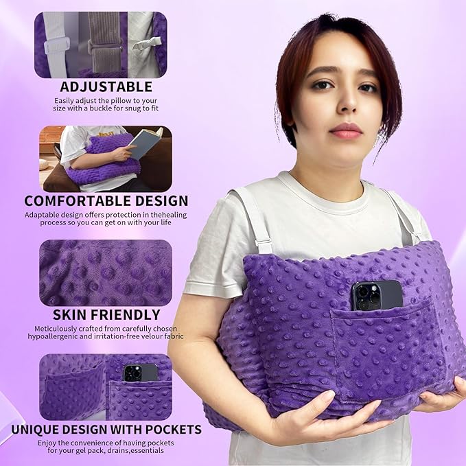 Post Mastectomy Pillow for Breast Reduction & Augmentation Patients After Heart Post Breast Cancer Surgery Mastectomy Recovery Breast Pillow Offers Support & Comfort-Surgery Gift for Women(Lavender)