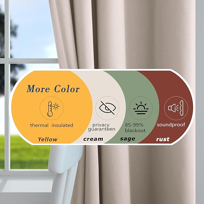 Taupe Curtains 84 Inch Length 2 Panels Set,Blackout Mushroom Tall Neutral Curtains for Living Room Bedroom 84 Inches Long