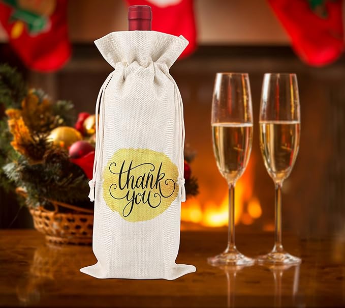Grateful Wine Bag,Thank You Friend for the Gift,Party Thank You Favor,Family Holiday Gifts,Thank You Gifts for Colleagues,Employee,Family,Women,Social Workers,Bosses,1 Drawstring Gift Wine Bag,Q29